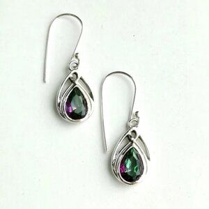 Nwt Teardrop shaped Mystic Topaz earrings in Sterling Silver